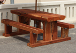 industrial outdoor timber tables used for cafes
