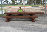 Large picnic table that can be converted for wheelchair accessible tables