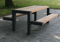 steel frame cafe picnic table 'H' profile
