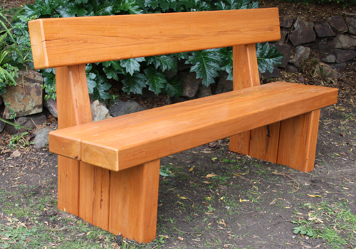 solid sleeper bench seat in dressed and oiled ironbark